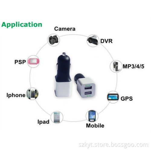 consumer electronics 5V2.4A car charger dual port usb car charger with KC,FCC,CE,RoHS
